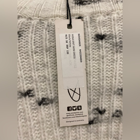 New! Mink pink Mina knit mini sweater dress size small - Picture 2 of 4